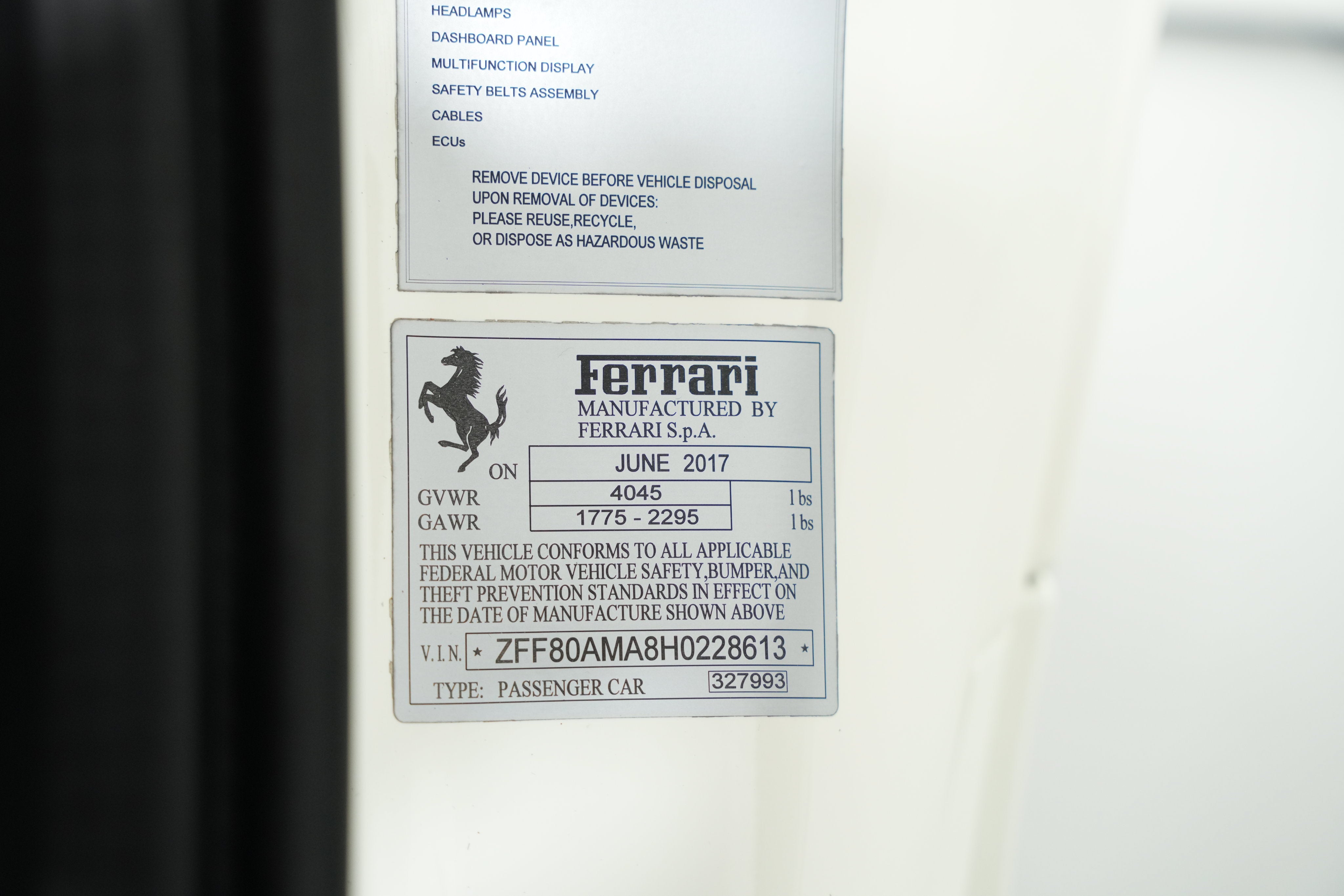 Certified Used 2017 Bianco Avus Ferrari  image 54