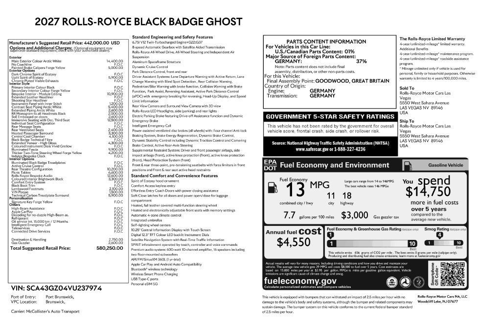 2027 Rolls-Royce Black Badge Ghost