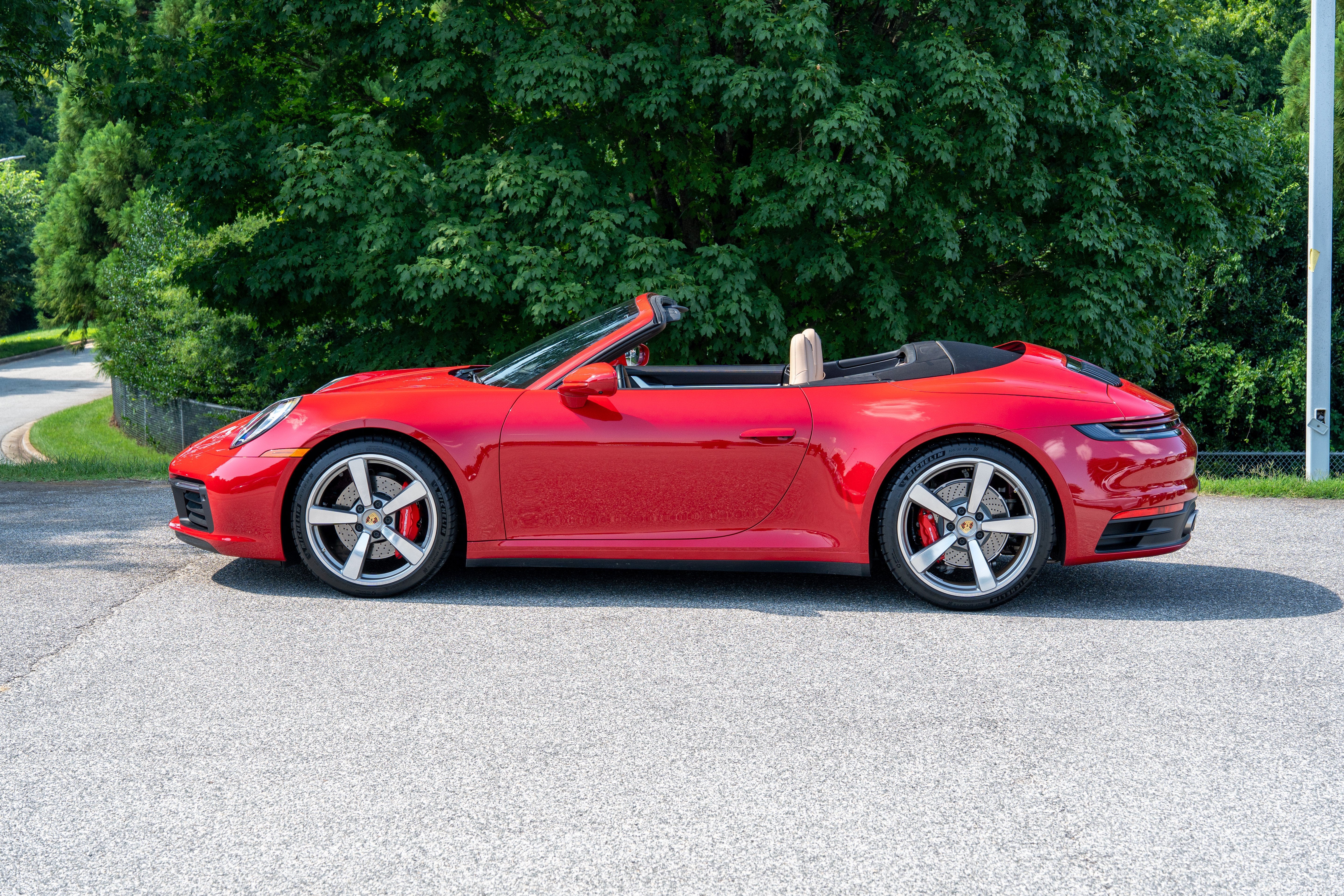 Used 2022 Carmine Red Porsche Carrera 4S Cabriolet image 2
