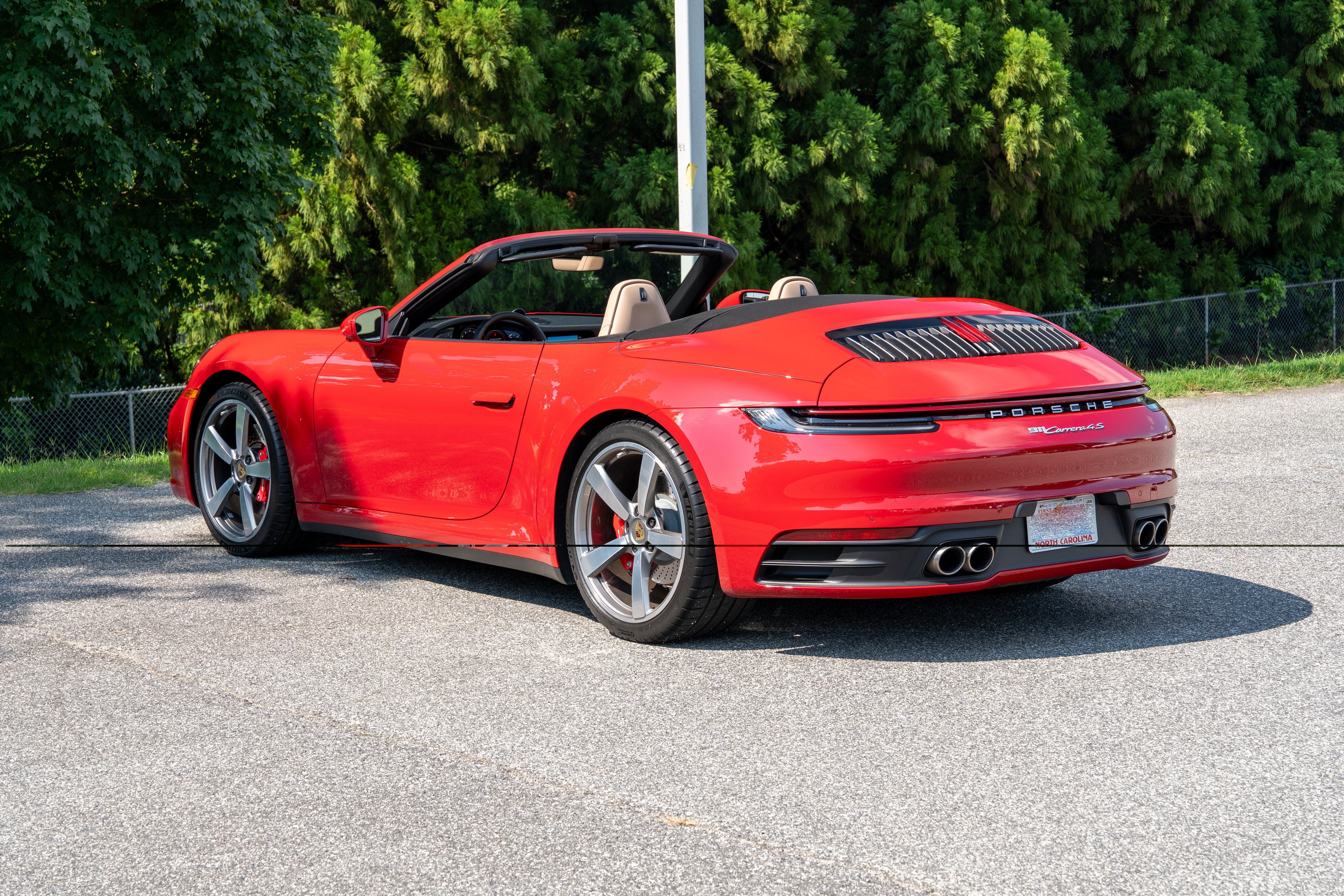 Used 2022 Carmine Red Porsche Carrera 4S Cabriolet image 3