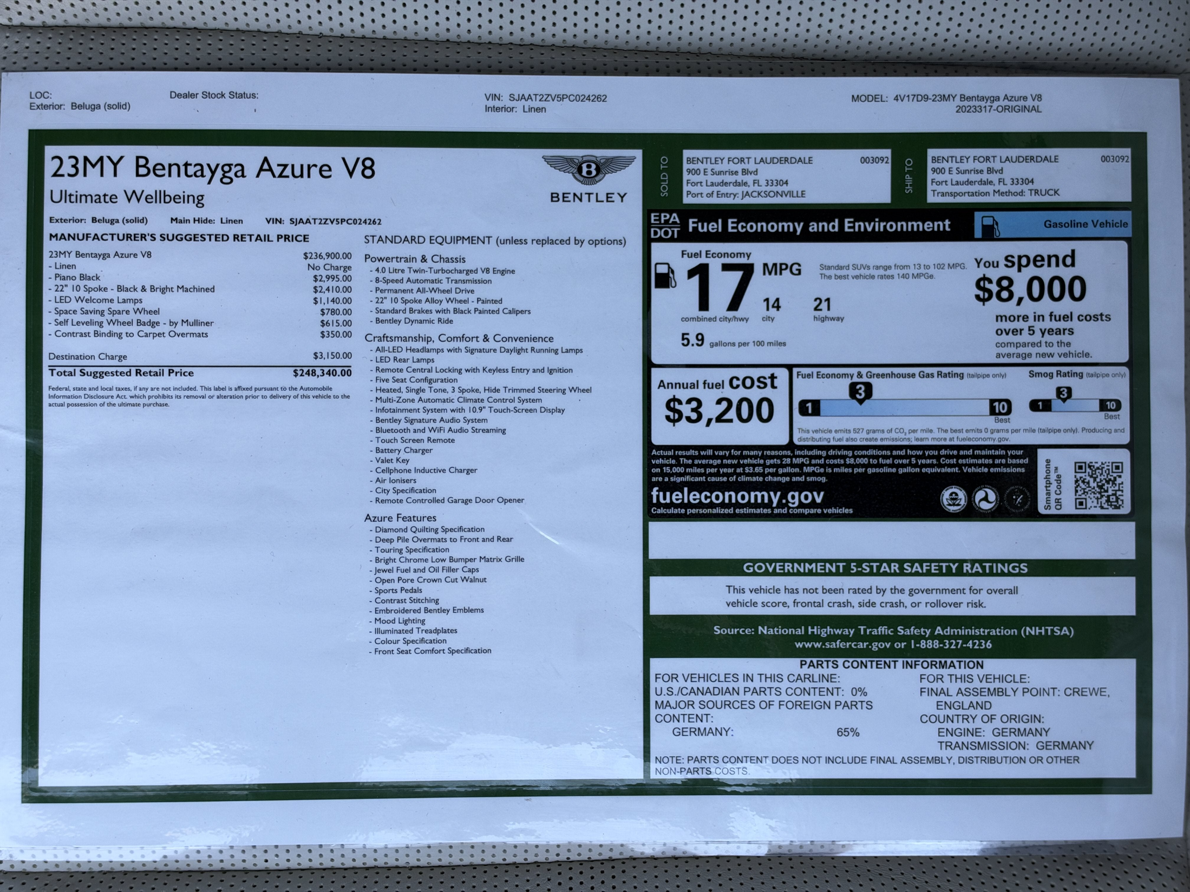 Used 2023 Beluga Bentley Azure image 39